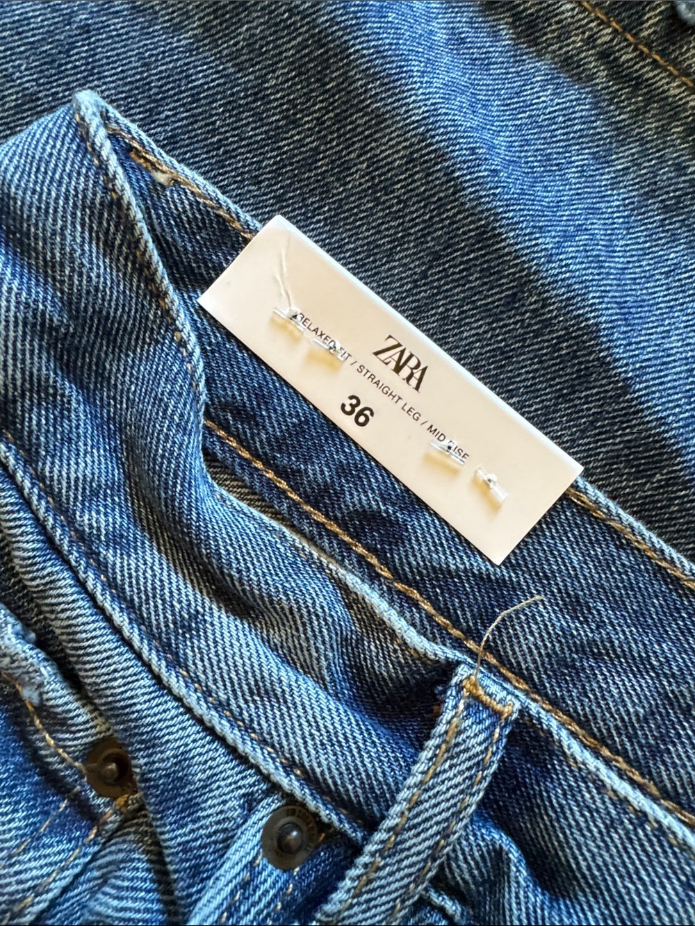 Zara mid rise Straight Jeans - Light Blue Denim - Picture 6 of 7